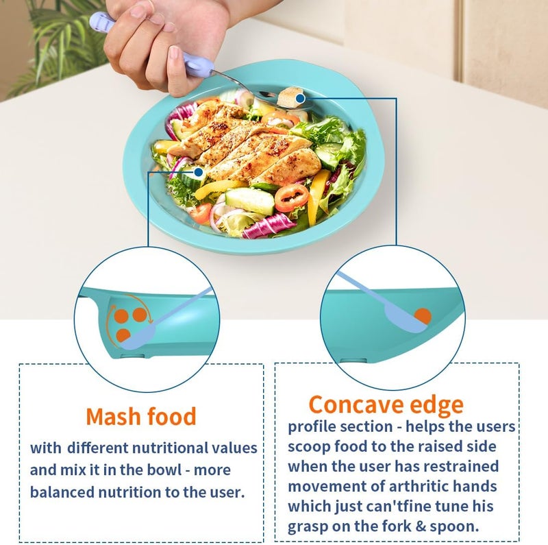 Ehucon Adaptive Melamine Bowl for Tremors,Elderly,Parkinsons to Self-Feeding,Non-slip and Weighted Dinnerware(Bowl) - Image 4